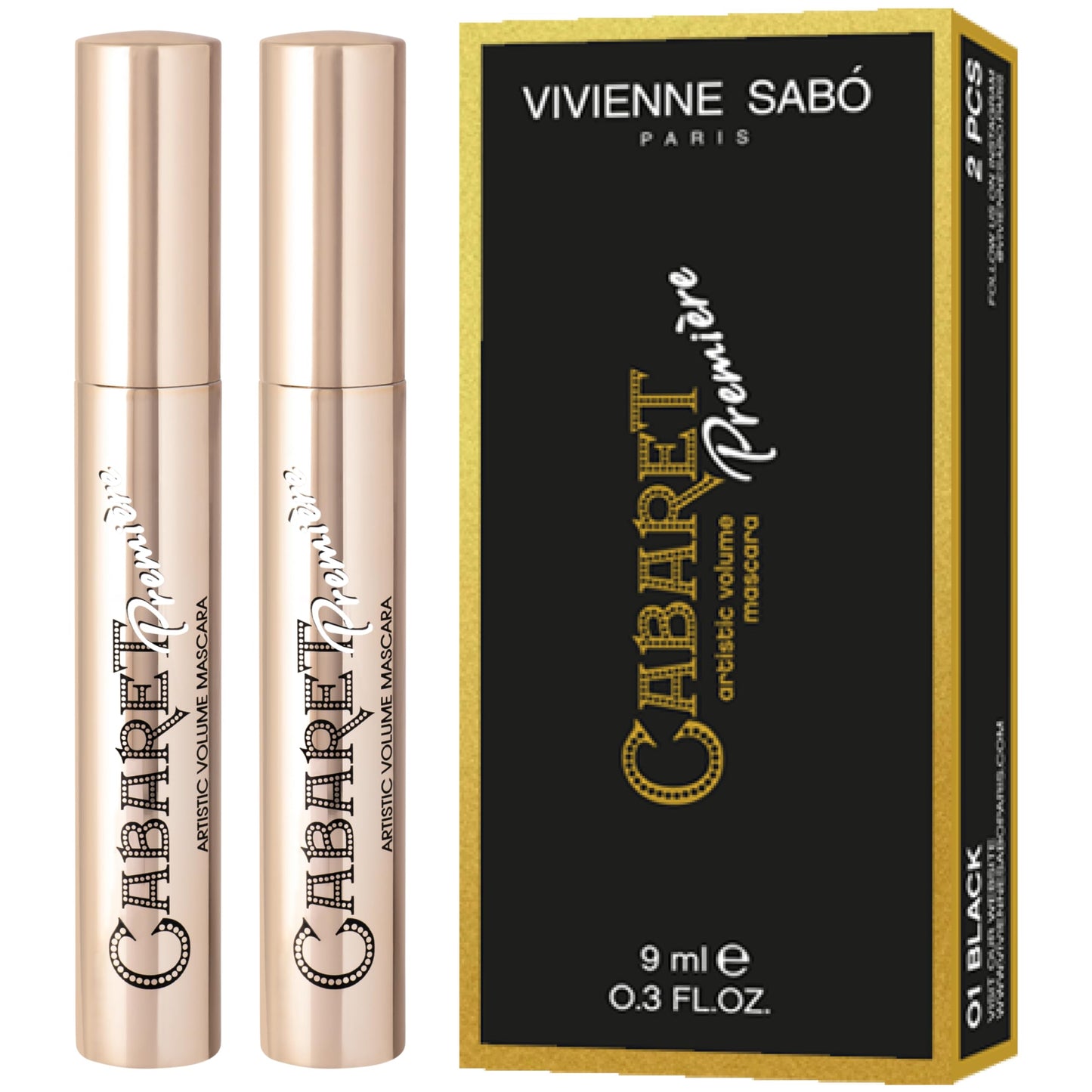 Vivienne Sabó Cabaret Premiere Black Mascara, Volume and Length, Defining, Curling, No Flaking, No Clumping, Smudge Proof, Washable, Cruelty-Free Beauty & Personal Care Vivienne Sabó
