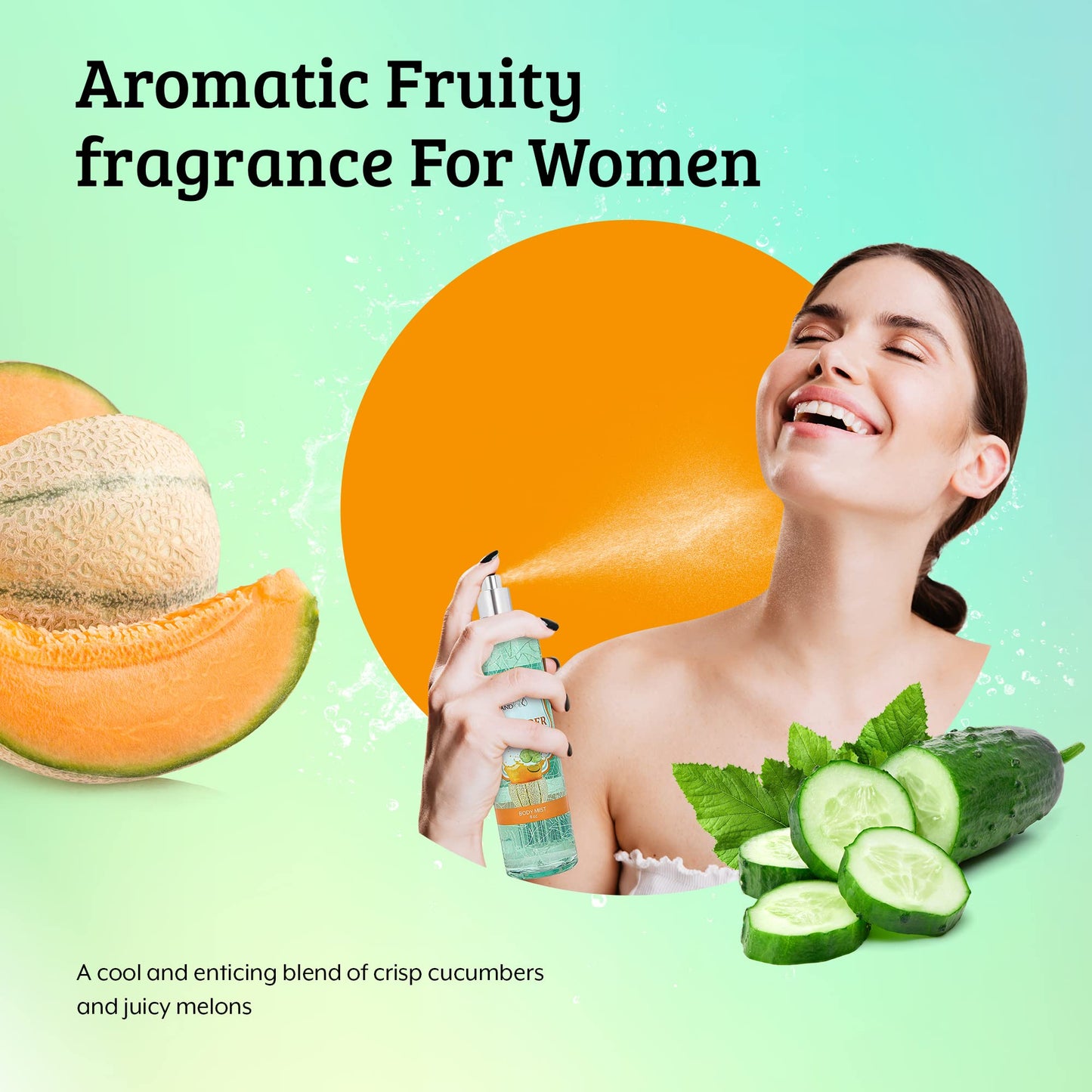 Cucumber Melon Fine Fragrance Body, Womens Perfume Fragrance Body Mist & Sprays, Women's Refreshing Scented Gifts & Presents 8 oz Fine Mist Spray Beauty & Personal Care Freida and Joe
