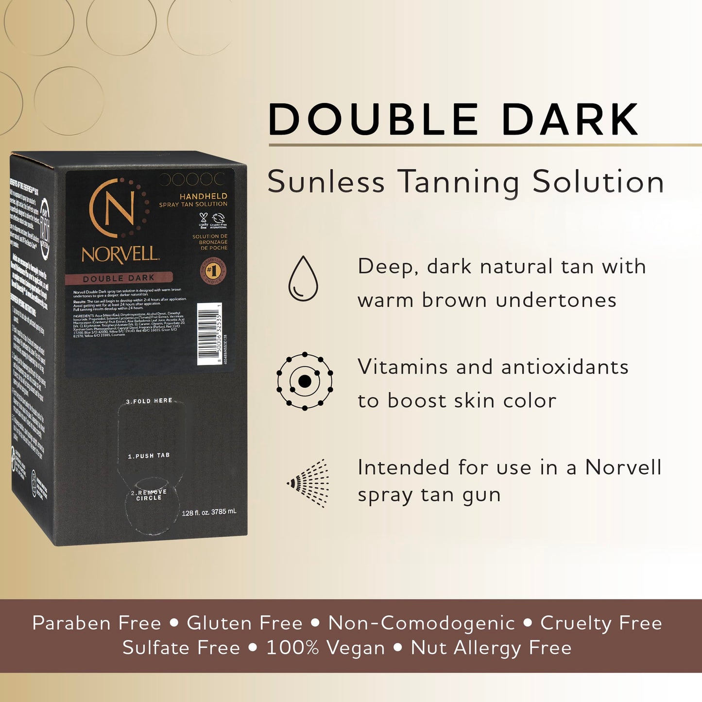 Norvell Premium Spray Tan Solution Double Dark 128 fl oz - Professional Sunless Tanning Formula for Deep Rich Bronze Glow, Streak Free, Fast Drying Beauty & Personal Care Norvell