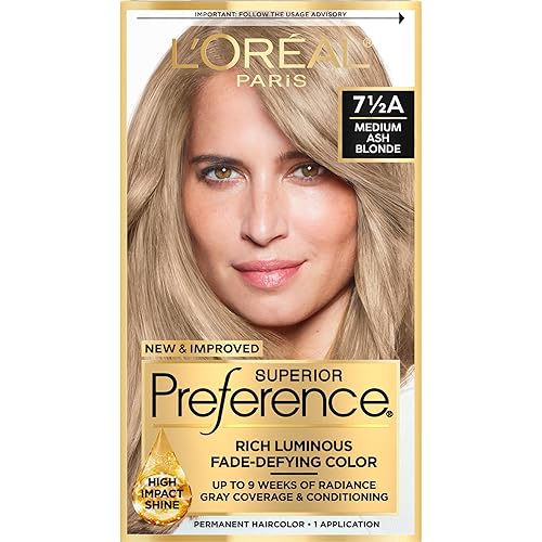 L'Oreal Paris Superior Preference Luminous Fade-Defying Permanent Hair Color, Hair Dye For Up to 9 Weeks of Radiance, Medium Ash Blonde 7.5A, 1 Hair Beauty & Personal Care L'Oreal Paris