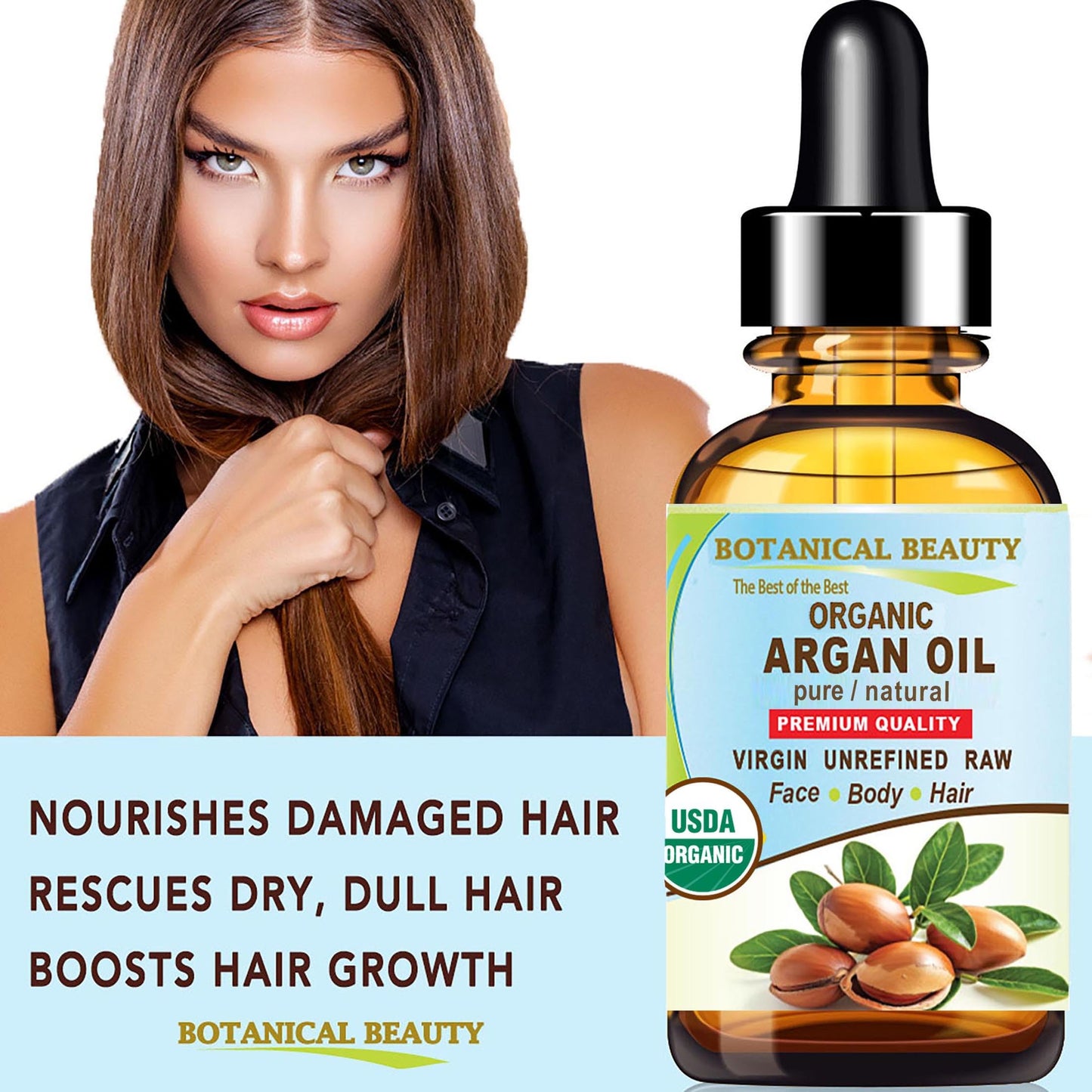 Botanical Beauty Organic ARGAN OIL 100% Pure Natural VIRGIN UNREFINED Cold-Pressed Carrier Oil for Face, Skin, Body, Hair, Lip, Nails. Rich in Vitamin Beauty & Personal Care Botanical Beauty