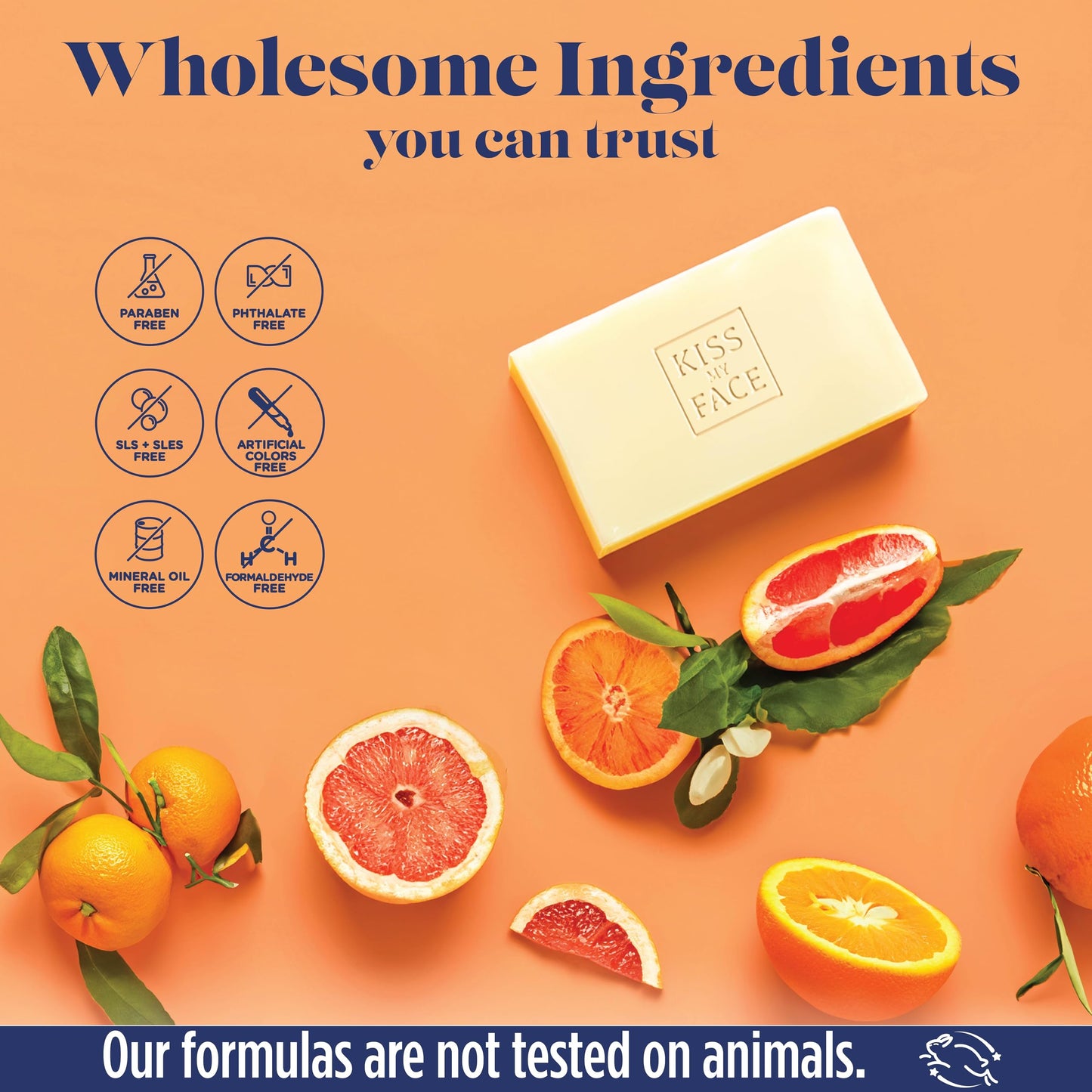 Kiss My Face De-Stress Bar Soap - Orange + Grapefruit - Vegan Soap Bar with Hemp Seed Oil - Cruelty Free and Palm Oil Free Bath Soap (Orange + Beauty & Personal Care Kiss My Face