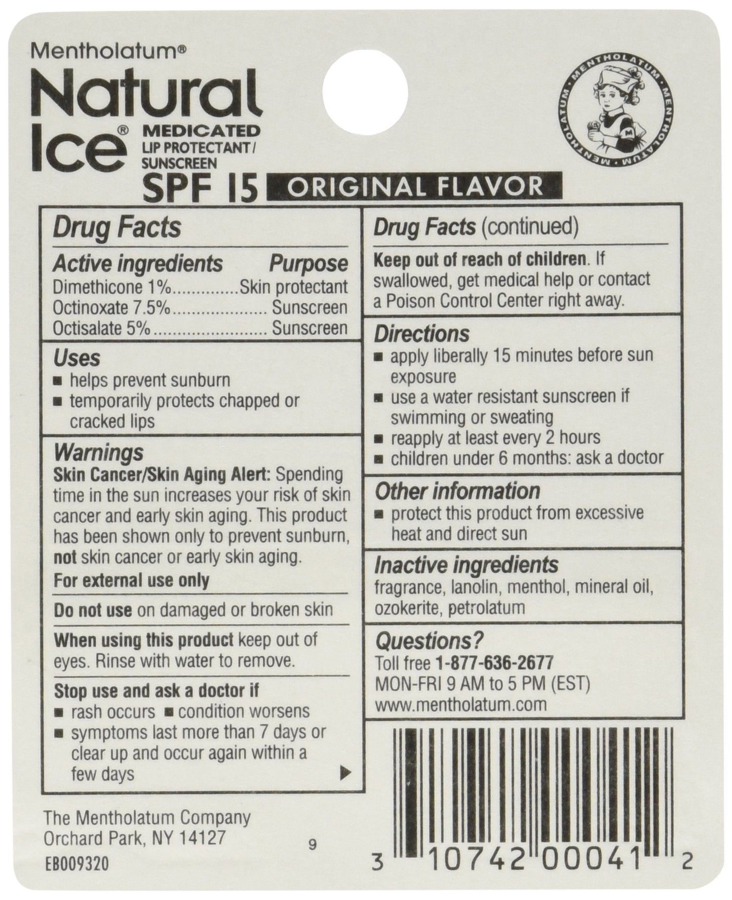 Mentholatum Natural Ice Medicated Lip Protectant Sunscreen, 0.16 Ounce (Pack of 12) Beauty and Personal Care Ever Ready First Aid