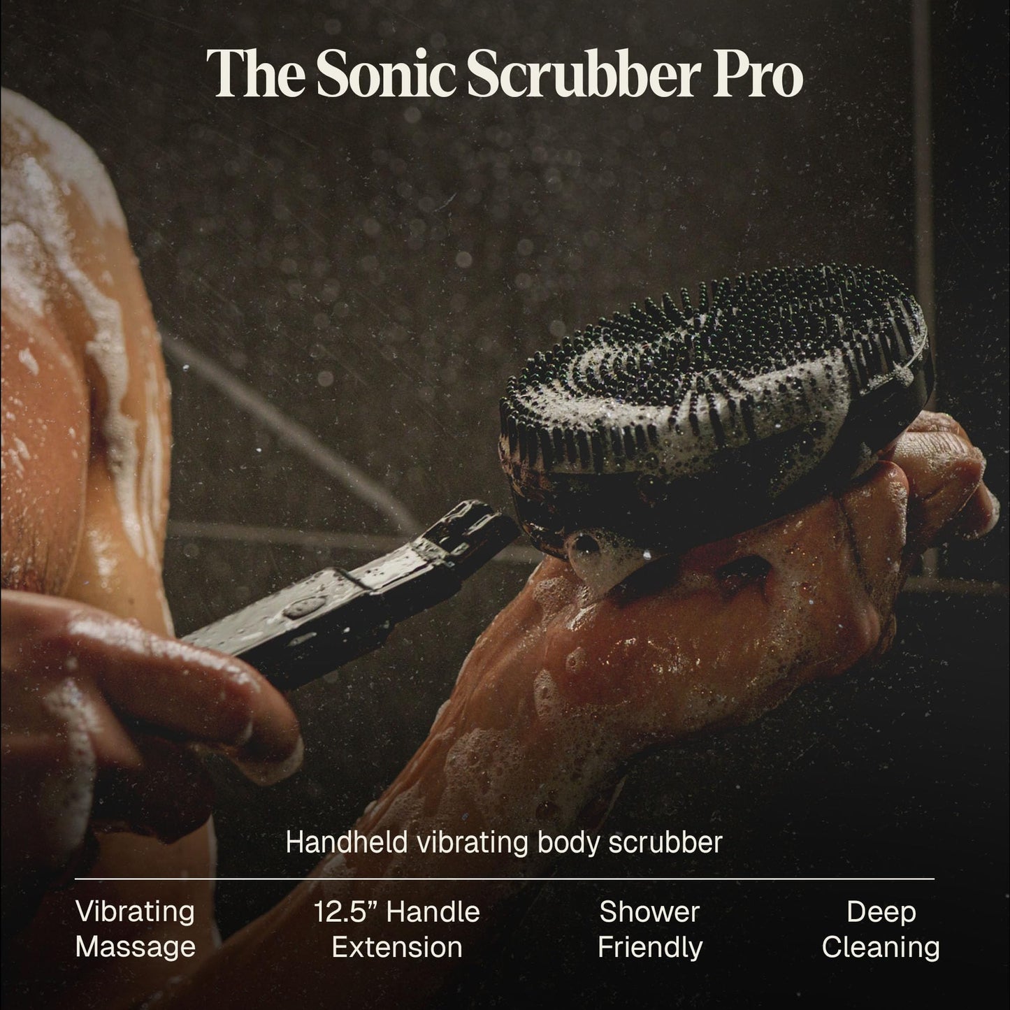Black Wolf Silicone Body Scrubber & Exfoliator - Vibrating Loofah Shower Scrubber Brush with Handle Extension for Back - Deep Cleaning & Exfoliating Beauty & Personal Care Black Wolf