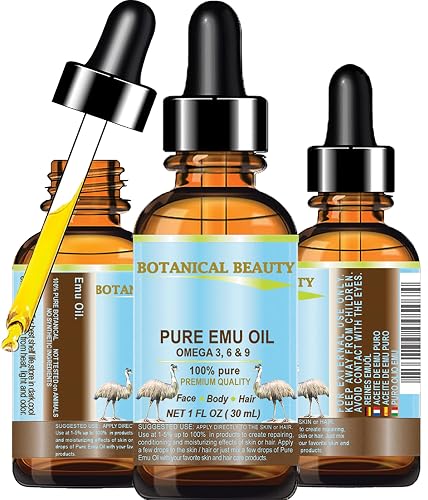 Botanical Beauty PURE EMU OIL 100% Natural UNREFINED for FACE, SKIN, BODY, HANDS, FEET, NAILS, HAIR, LIP CARE 1 Fl. oz. - 30 ml Beauty & Personal Care Botanical Beauty