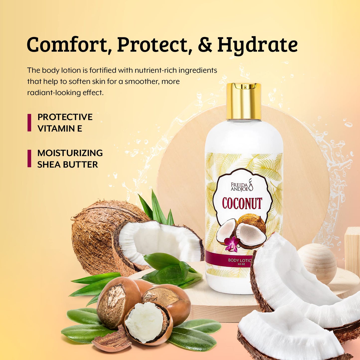 Home Spa Gift 10oz Deep Moisturizing Fragrance Body Lotion & 8 oz. Fine Fragrance Body Mist Set Luxury Self-Care Combo for Women and Girls (Coconut) Beauty & Personal Care Freida and Joe