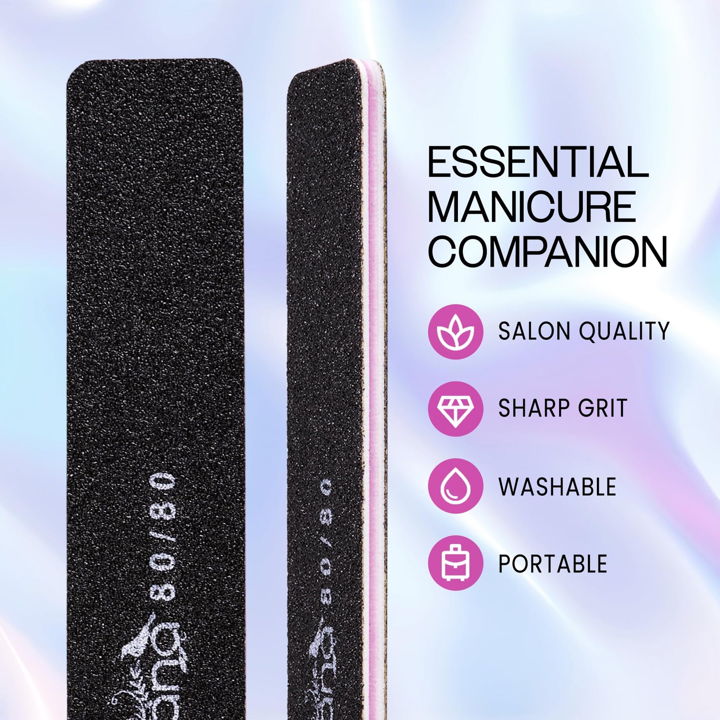 10pcs - PANA Jumbo Double-Sided Emery Nail File for Manicure, Pedicure, Natural, and Acrylic Nails - Black (Grit 80/80) Beauty & Personal Care PANA