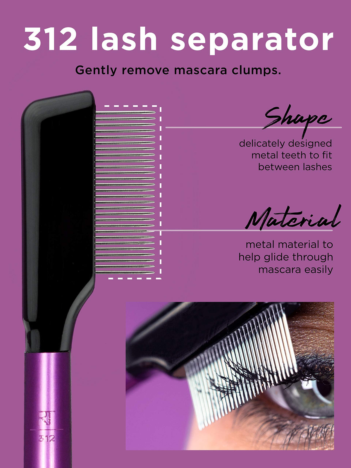 Real Techniques Cruelty Free Enhanced Eye Set, Eyeshadow and Brow Brushes, Purple, 6 Piece Makeup Brush Kit