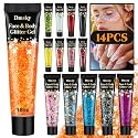 14 Colors Body Glitter,Face Glitter Makeup for Kids Women,Sparkly Chunky Hair Glitter for Eye Lip Nails,Mardi Gras Glitter Makeup Face Paint,Singer Beauty & Personal Care Dmsky