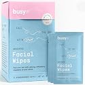 Calm Line Facial Wipes - Brightening Cleaning Wipes, Unscented Moist Towelettes Individually Wrapped - Natural Wipes & Face Wash Cloth for Facial Beauty & Personal Care BUSYCO