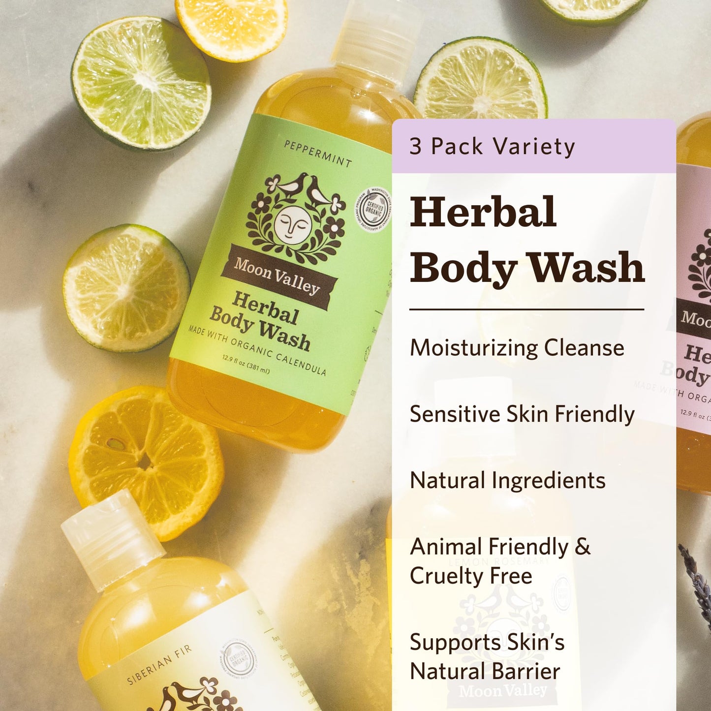 Moon Valley Organics Herbal Body Wash, Lavender, Peppermint, Siberian Fir, All Natural Ingredients, No Parabens, Vegan, Moisturizing Essential Oils Beauty & Personal Care Moon Valley Organics