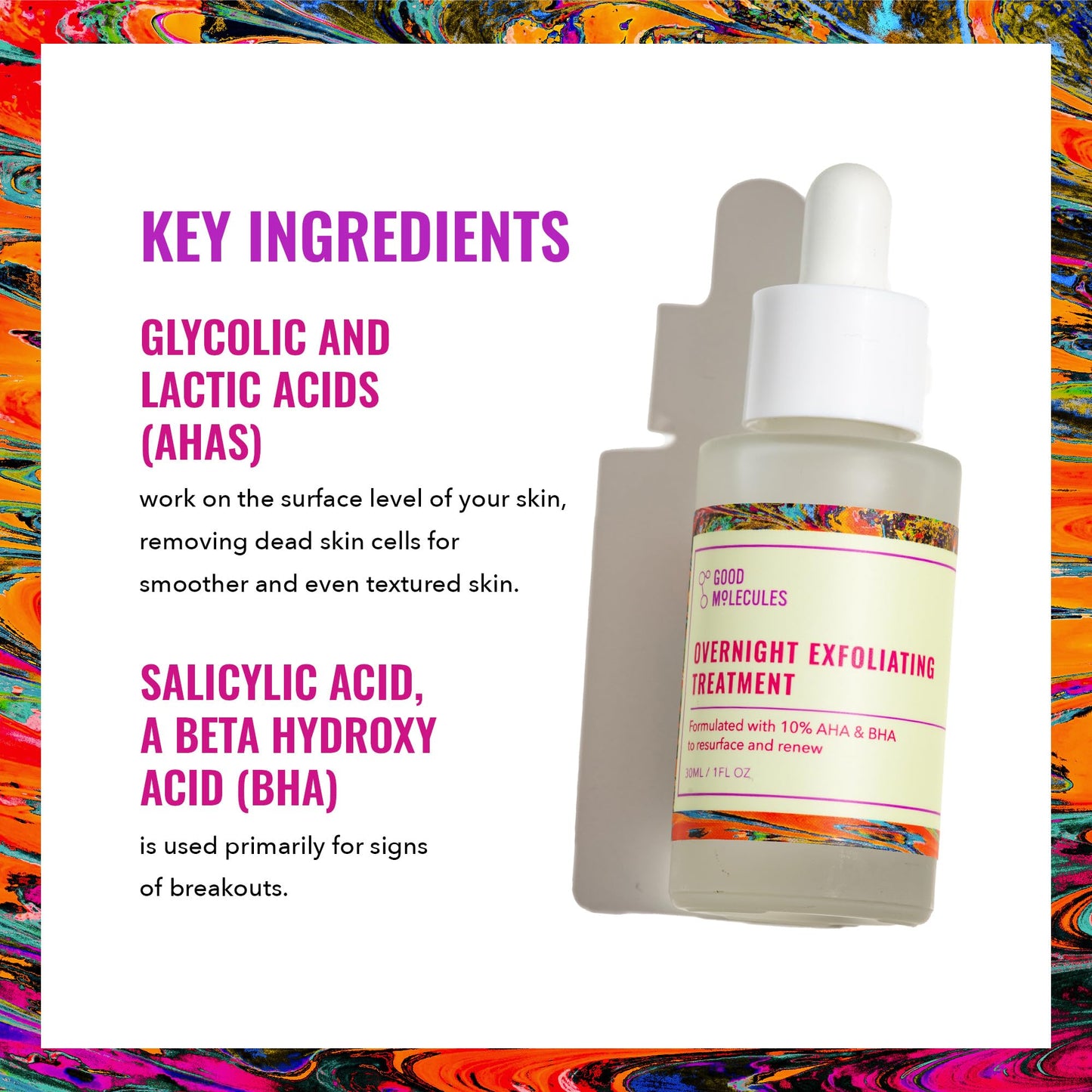 Good Molecules Overnight Exfoliating Treatment - Face Exfoliator with AHA & BHA Lightweight Formula - Pore Minimizer, Facial Skin Care with Glycolic Beauty & Personal Care Good Molecules