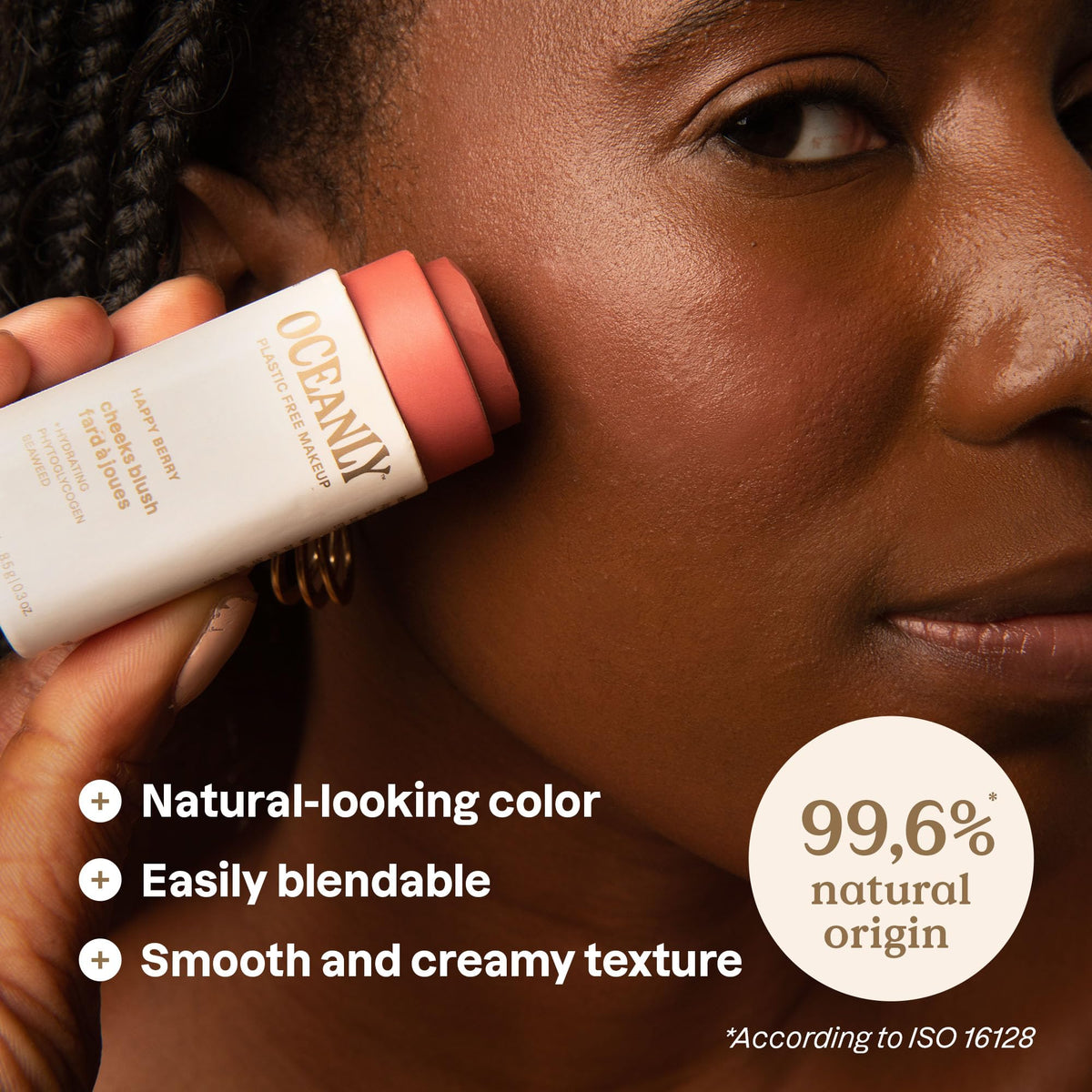 ATTITUDE Oceanly Plastic-Free Lightweight Blush Stick, Titanium Dioxide-Free, EWG Verified, Vegan & Cruelty-free Makeup, Happy Berry, 0.3 Ounces