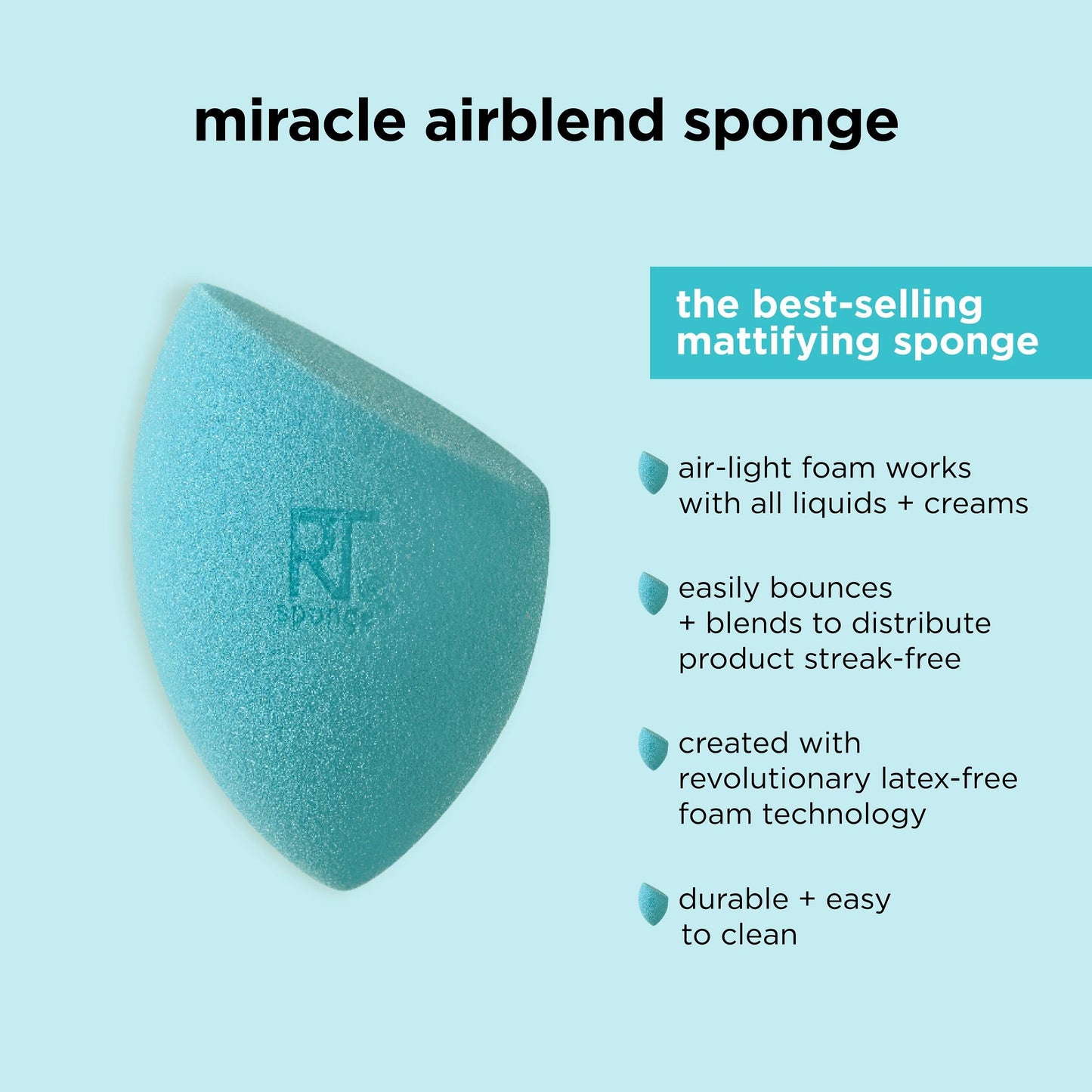 Real Techniques Miracle Airblend Sponge, Matte Makeup Blending Sponge, For Liquid, Cream, & Powder Products, Offers Medium To Full Coverage Beauty & Personal Care Real Techniques