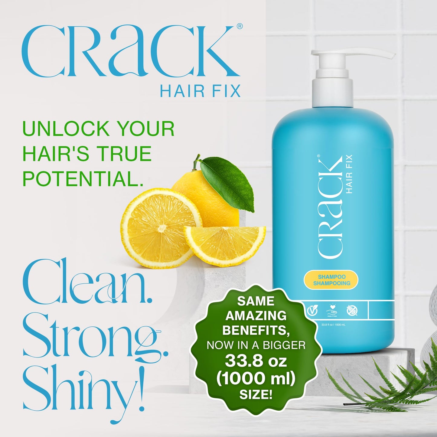 Crack HAIR FIX Shampoo with Pump | Moisturizing & Strengthening Sulfate-Free Formula | Protects Against Dryness, Reduces Breakage & Restores Shine | Beauty & Personal Care Crack