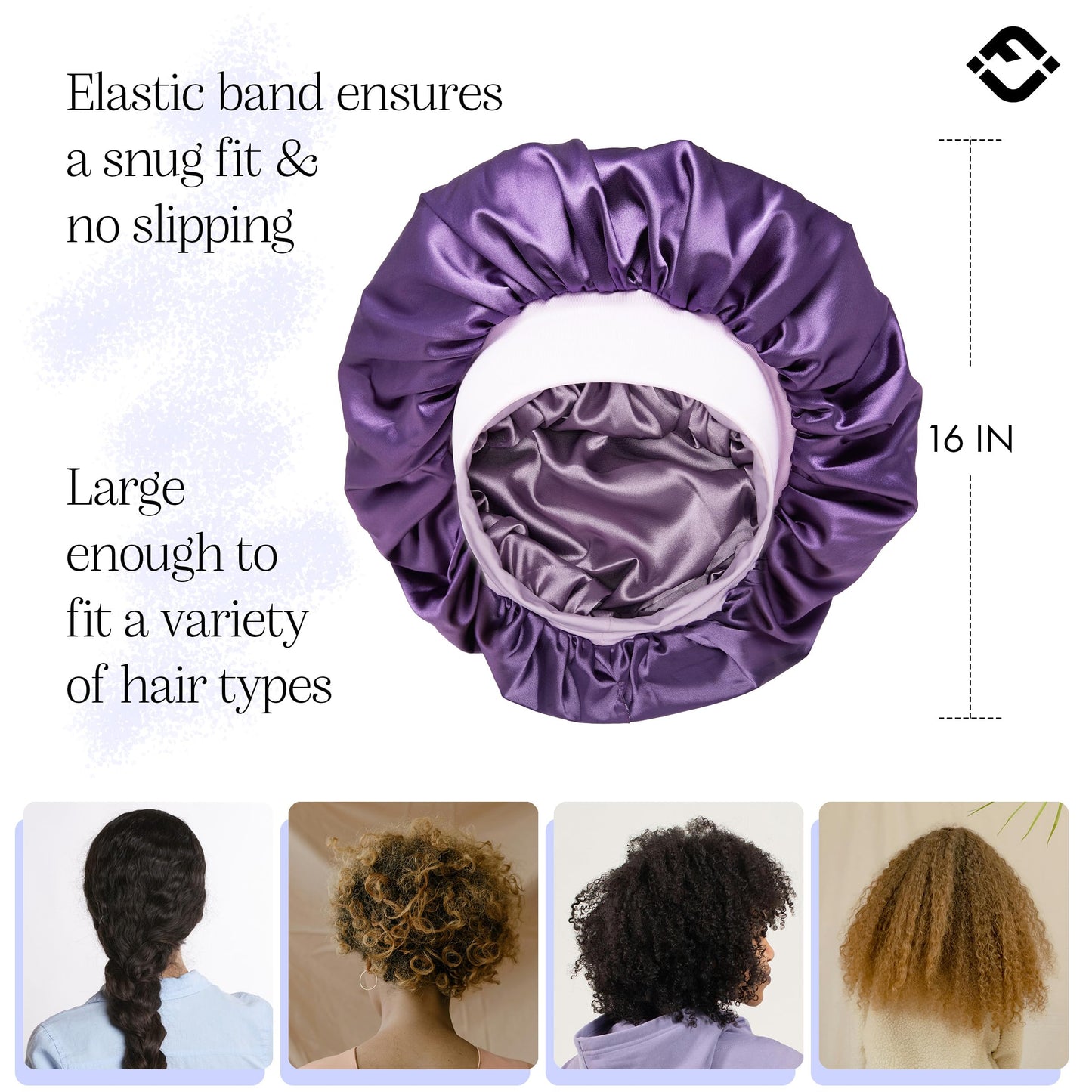 Funky Junque Satin Silk Sleep Bonnet - Double Layer Reversible Hair Wrap for Women, Adjustable Sleep Cap for All Hair Types - Violet/Dark Purple Beauty and Personal Care Funky Junque