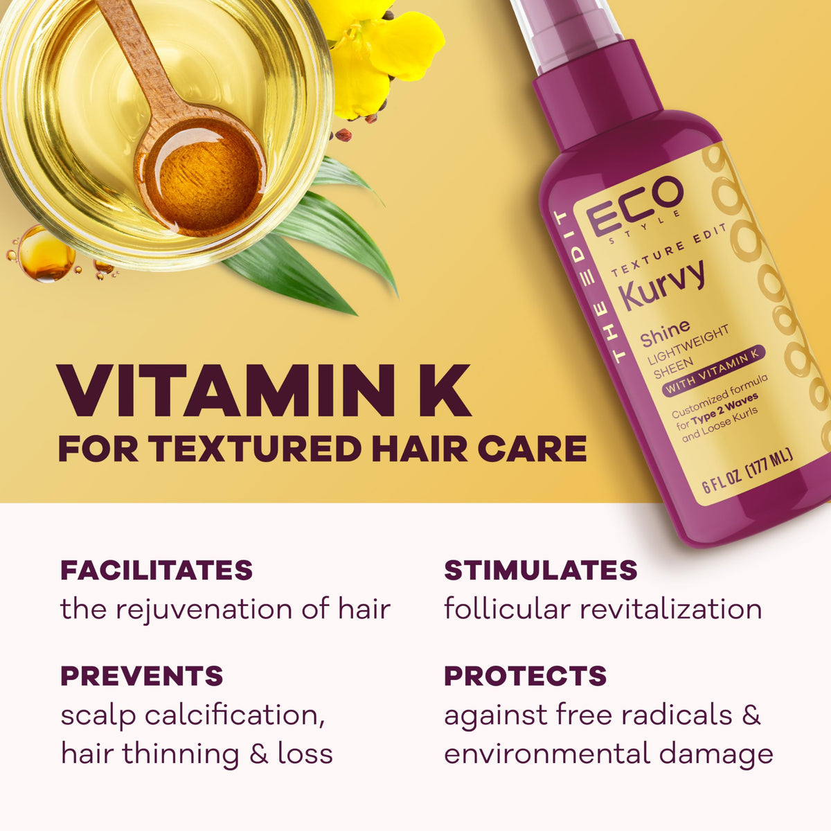 Eco Style, Texture Edit, Kurvy Shine Lightweight Sheen for Type 2a to 2c wavy hair - Finish off any style by adding rich nutrients for a perfectly Beauty & Personal Care Eco Style