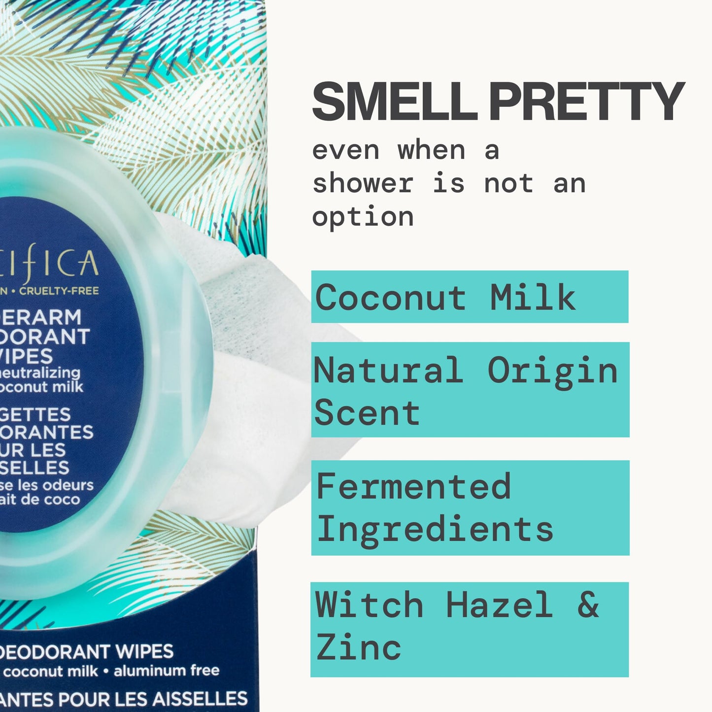 Pacifica Beauty Coconut Milk & Essential Oils Underarm Deodorant Wipes, Helps Remove Odor, Aluminum-Free, Vegan & Cruelty-Free, 30 Wipes (4-Pack) Beauty and Personal Care Pacifica