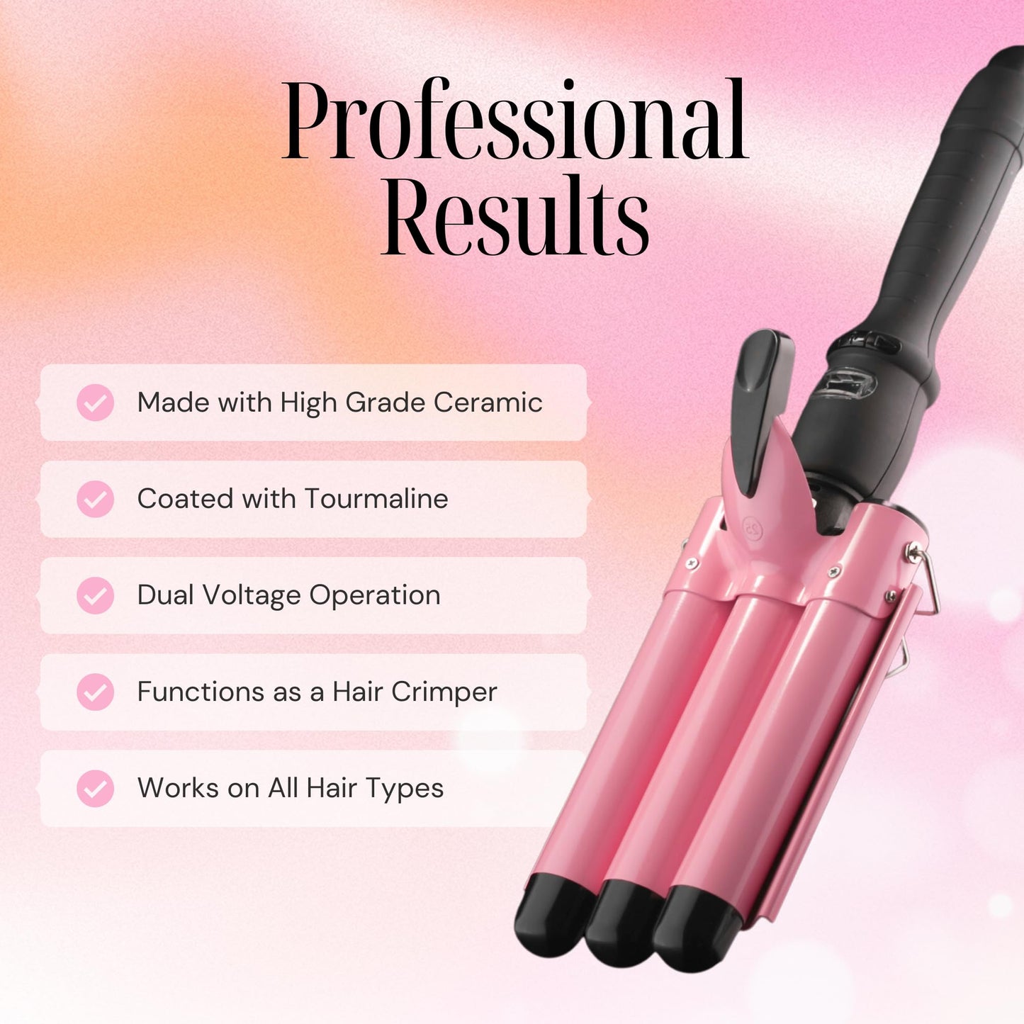 Alure Three Barrel Curling Iron Wand Hair Waver with LCD Temperature Display - 1 Inch Ceramic Tourmaline Triple Barrels, Dual Voltage Crimp Beauty and Personal Care Alure
