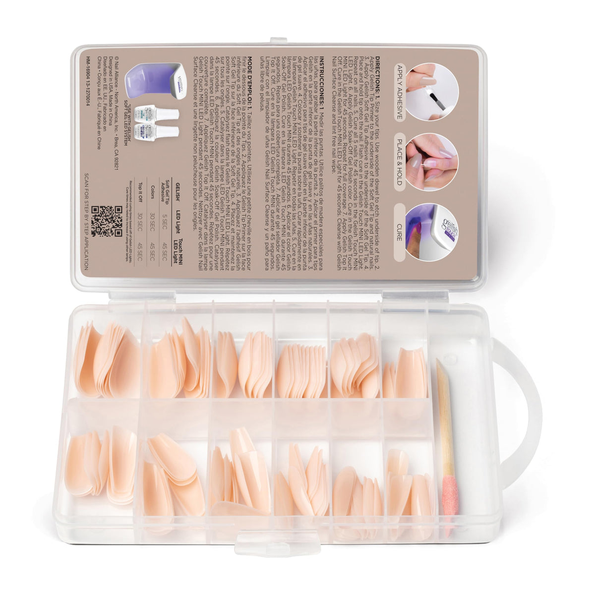 Gelish Nude Soft Gel™ Tips Press on Nails Extension - Light Nude Medium Coffin, 120 Count