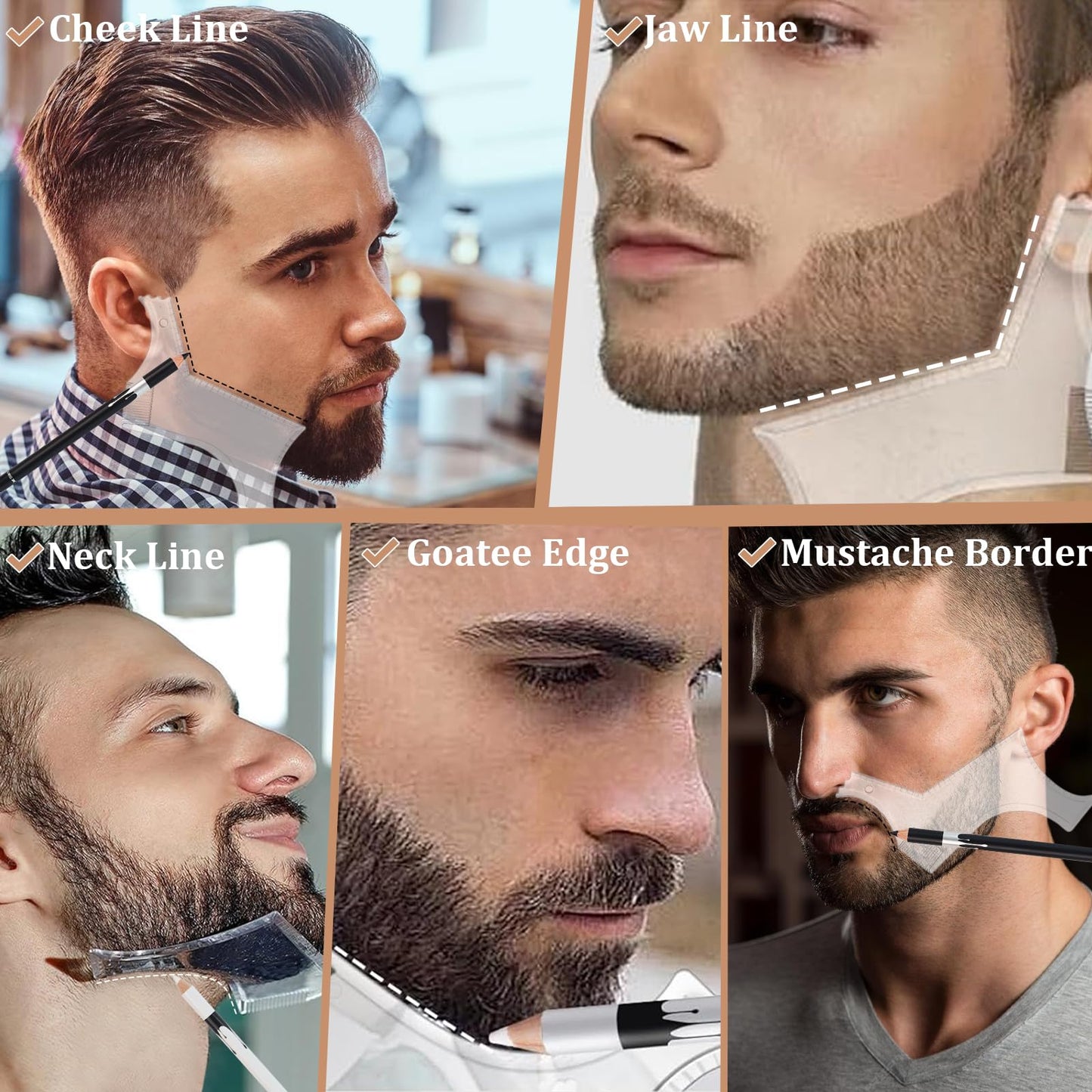 DUAIU 12Pcs Beard Shaper Tool Kit for Men Grooming, White Black Barber Pencil for Lineup Edging with Sharpener, Hairline Beard Guide Shaping Barber Beauty and Personal Care DUAIU