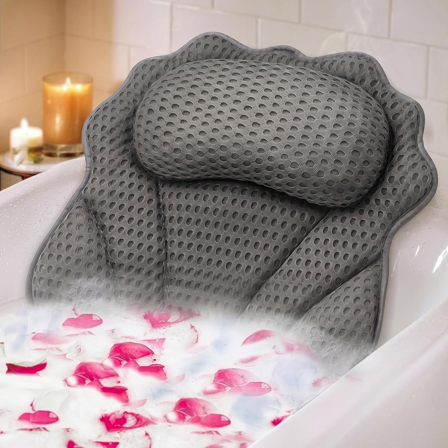 Bath Pillow RUVINCE Ergonomic Luxury Bathtub Pillow with Head,Neck, Shoulder and Back Support, 4D Bath Pillows for tub with 6 Powerful Suction Cups Beauty and Personal Care RUVINCE