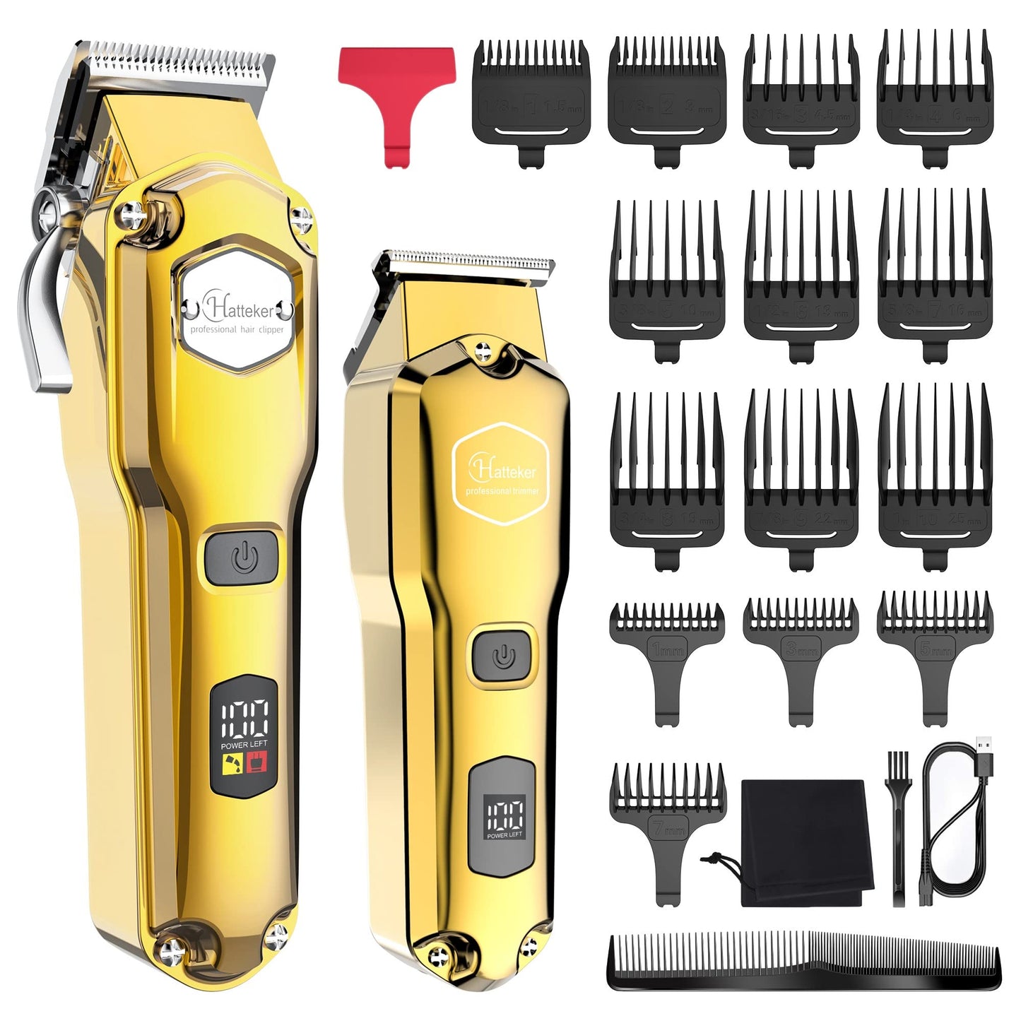 Hatteker Hair & Beard Trimmer Kit for Men - IPX7 Waterproof, T-Blade, Professional USB Rechargeable (Gold) Beauty and Personal Care Hatteker
