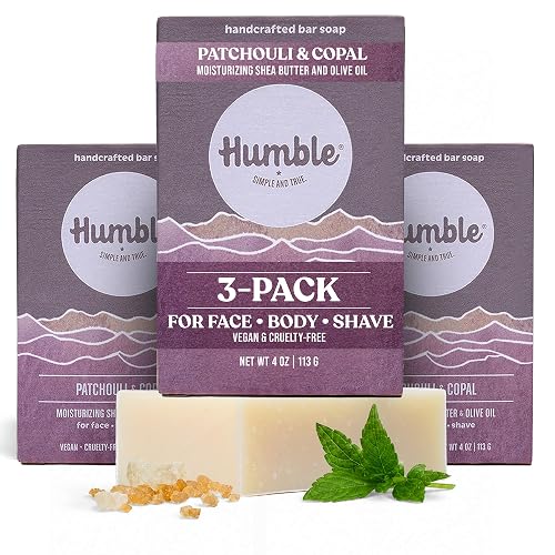Humble Natural Bar Soap, Patchouli & Copal - Cold Processed Face & Body Soap Bar with Essential Oils - Moisturizing Formula for Long-Lasting Beauty & Personal Care HUMBLE SIMPLE AND TRUE.