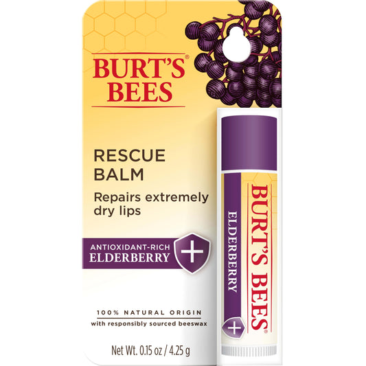 Burt's Bees Rescue Balm Elderberry Lip Balm, With Antioxidant-Rich Elderberry, Tint-Free, Natural Origin Lip Care, 1 Tube, 0.15 oz. Beauty & Personal Care Burt's Bees