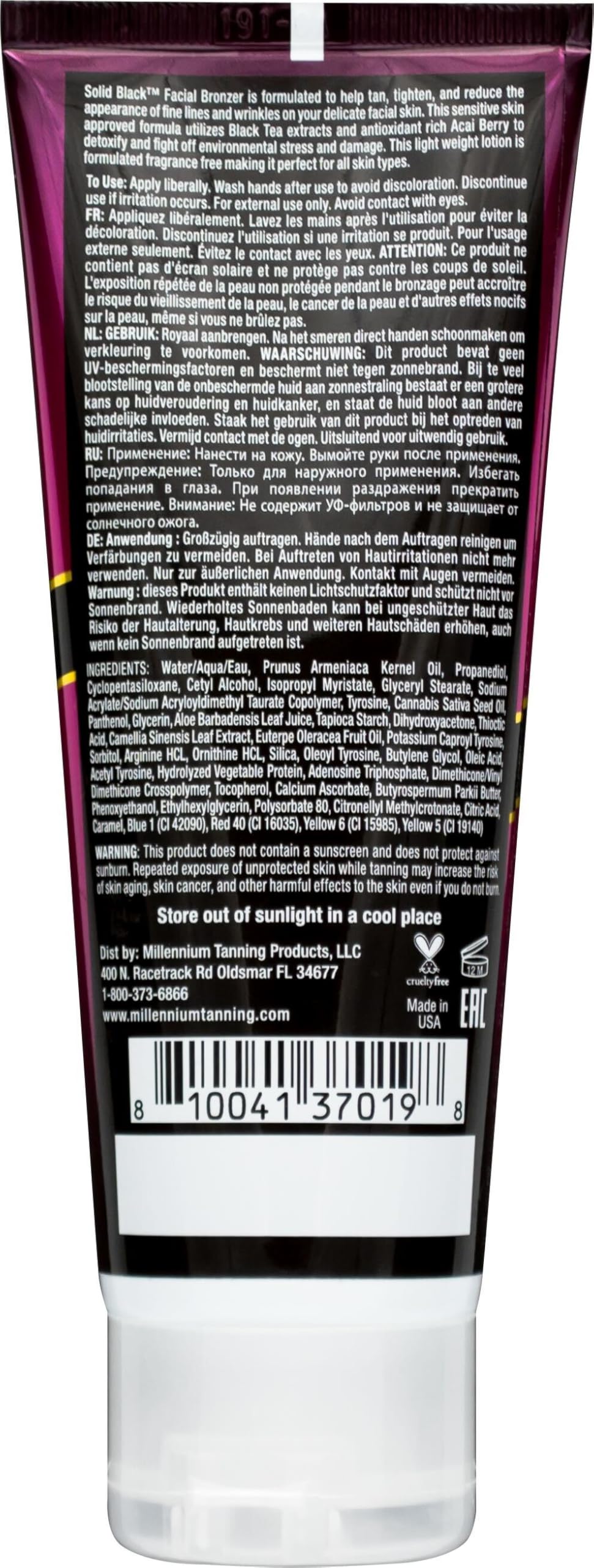 Millennium Tanning Solid Black Facial Bronzer, Skin-Firming Tanning Lotion for Face, 4 ounces Beauty & Personal Care Millennium Tanning