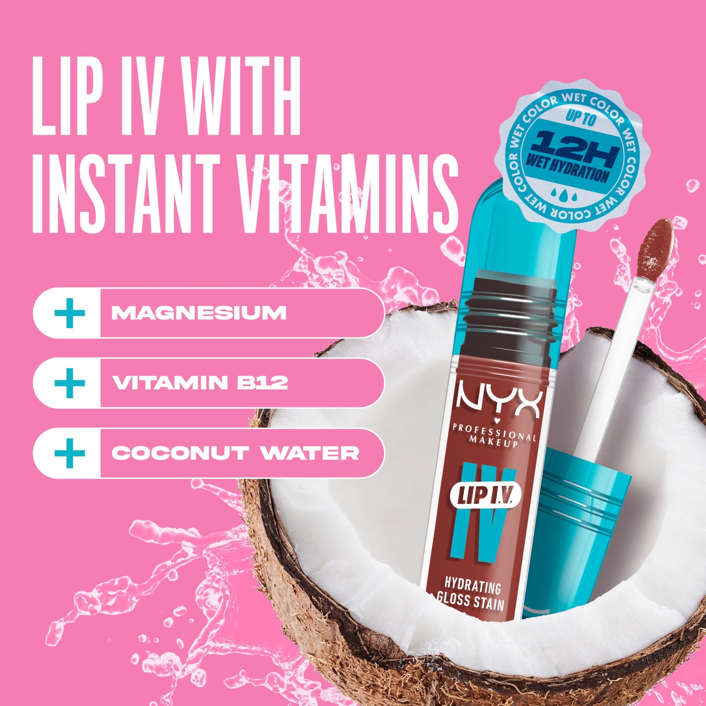 NYX PROFESSIONAL MAKEUP Lip IV Hydrating Glossy Lip Stain, Long-Lasting, Tinted, Vegan Formula with 12 HR Hydration - Drippin' Nude (Nude) Beauty & Personal Care NYX PROFESSIONAL MAKEUP