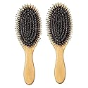 WeTest Upgraded Natural Boar Bristle Hair Brush - Wooden Bamboo Hair Brush for Thick Hair & Anti Static Detangling Reducing Hair Breakage(2 Pack) Beauty & Personal Care WeTest