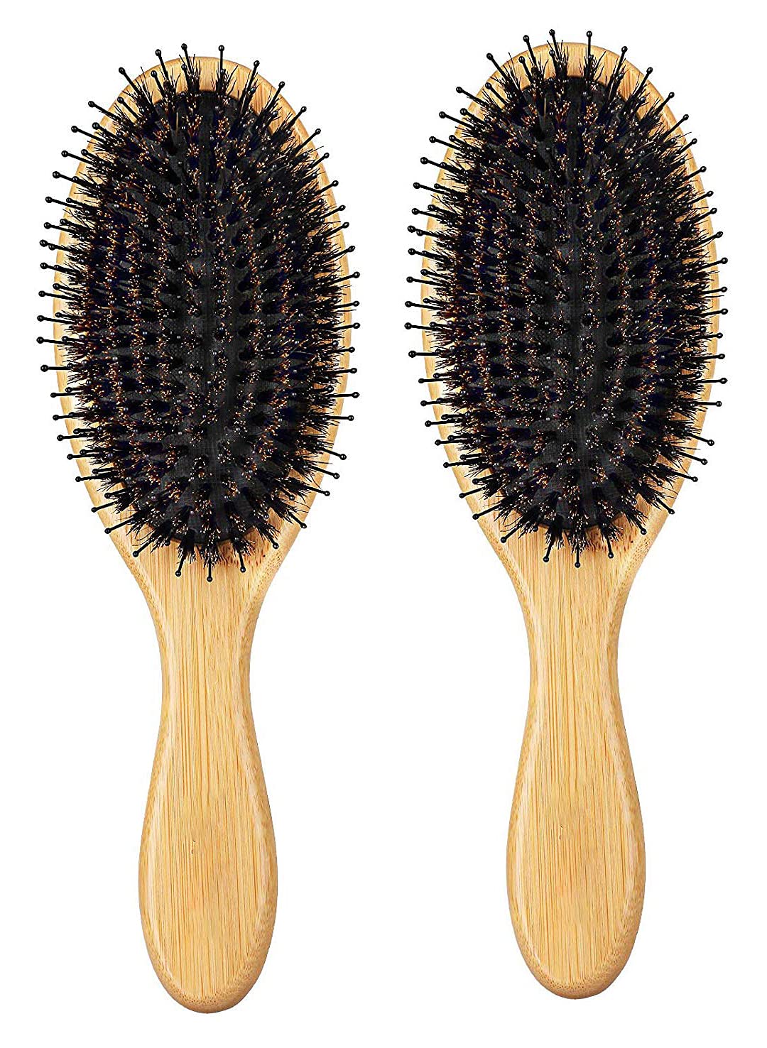 WeTest Upgraded Natural Boar Bristle Hair Brush - Wooden Bamboo Hair Brush for Thick Hair & Anti Static Detangling Reducing Hair Breakage(2 Pack) Beauty & Personal Care WeTest