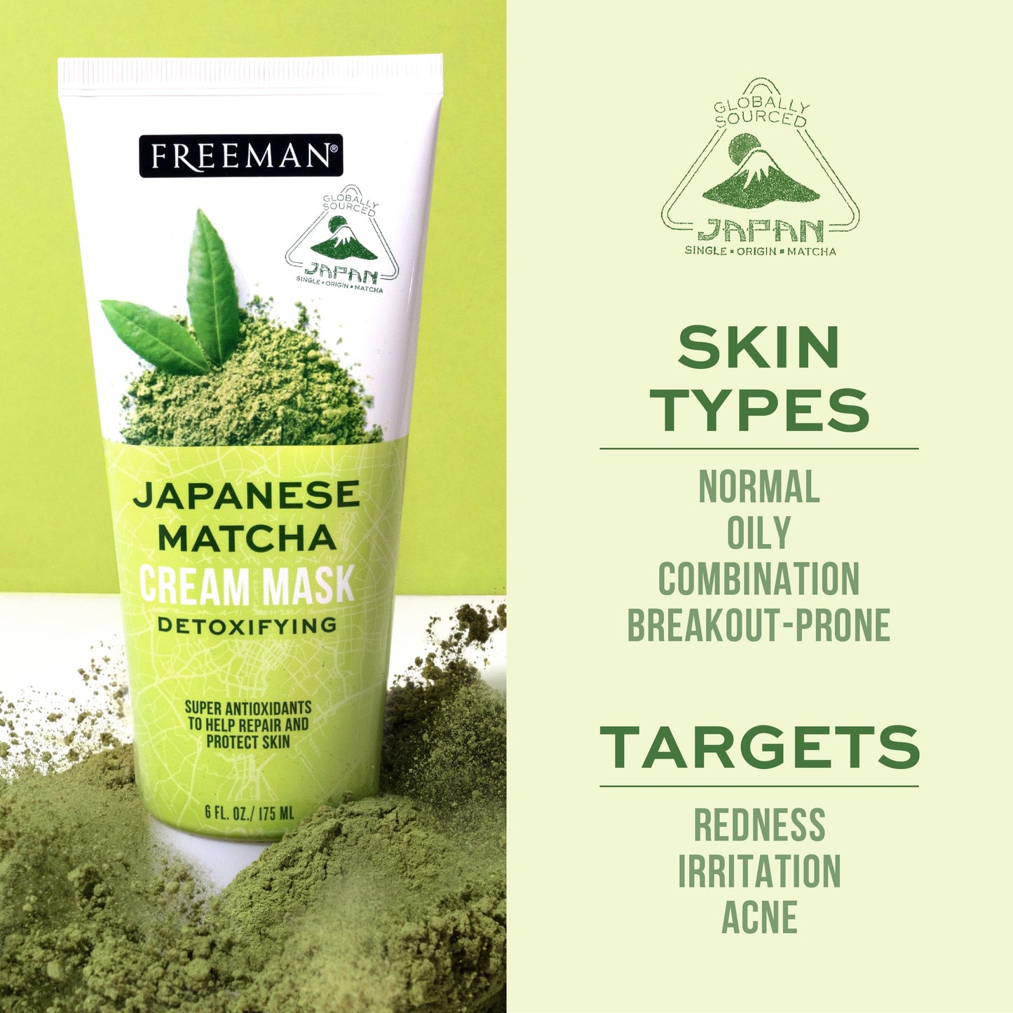 Freeman Exotic Blends Detoxifying Japanese Matcha Cream Facial Mask, 6 fl.oz./ 175 mL Tube Beauty & Personal Care Freeman