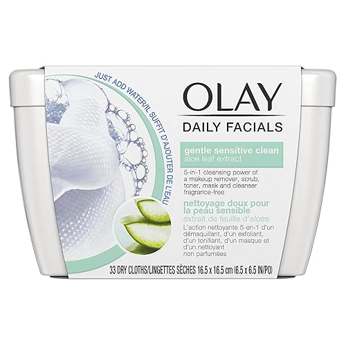 Olay Daily Sensitive Cleansing Cloths Tub with Aloe Extract Makeup Remover, 33 ct Beauty & Personal Care Olay
