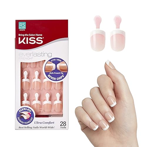 Kiss Everlasting French Nail Manicure, Chip-Free with Flexi-Fit Technology, Real Short, "Endless", Nail Kit with Pink Nail Glue (Net Wt. 2 g Beauty & Personal Care KISS