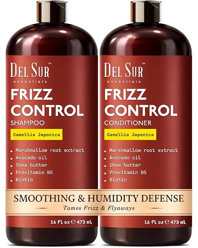 DEL SUR Frizz Control Shampoo and Conditioner Set | 16 fl oz Each | with Camellia Japonica, Shea Butter & Avocado Oil | Smoothing & Anti Frizz Beauty & Personal Care DEL SUR