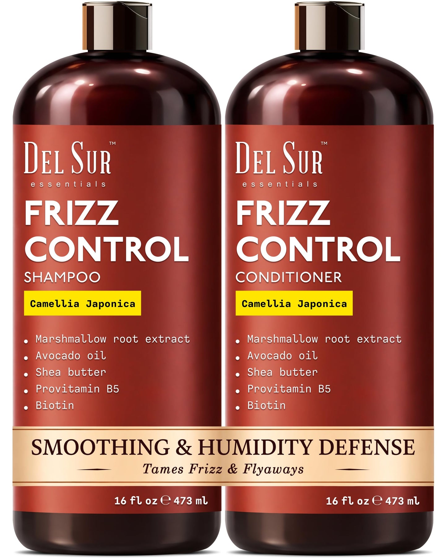 DEL SUR Frizz Control Shampoo and Conditioner Set | 16 fl oz Each | with Camellia Japonica, Shea Butter & Avocado Oil | Smoothing & Anti Frizz Beauty & Personal Care DEL SUR