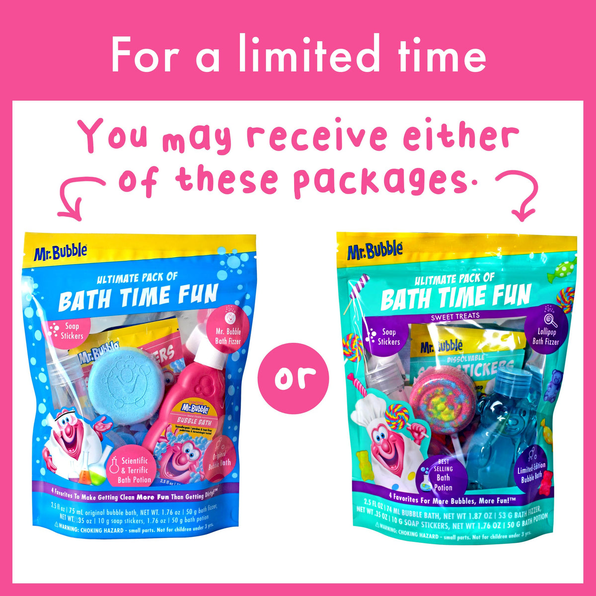 Mr. Bubble Ultimate Pack of Bath Time Fun 4 Favorites, Bath Potion, Bath Bomb, Soap Stickers, Bubble Bath (Pack of 2) Beauty & Personal Care Mr. Bubble