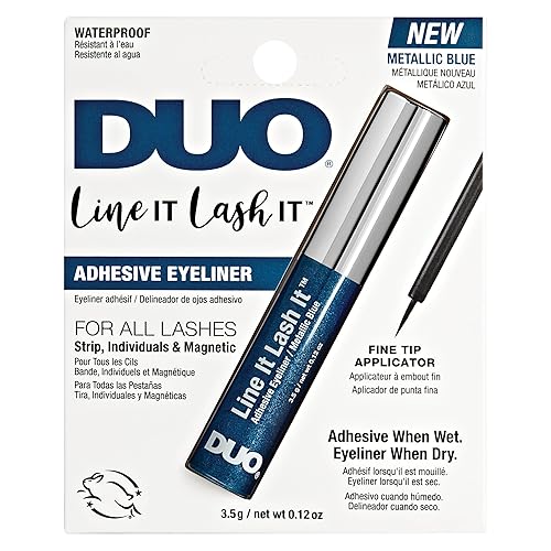 DUO Line It Lash It Lash Glue Liner - Metallic Blue, 2-in-1 Eyeliner & Eyelash Adhesive for Strip & Cluster Lashes, 0.12 oz Beauty & Personal Care DUO