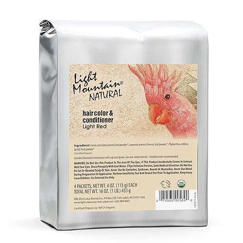 Light Mountain Henna Hair Color & Conditioner - Light Red Hair Dye for Men/Women, Organic Henna Leaf Powder and Botanicals, Chemical-Free Beauty & Personal Care LIGHT MOUNTAIN