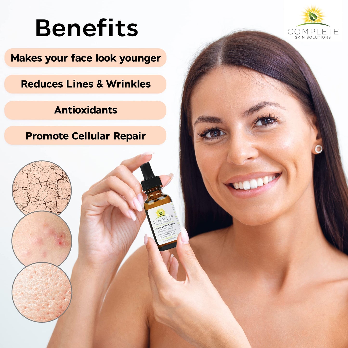 Complete Skin Solutions Natural Vitamin C E Serum with Ferulic Acid 1 oz Beauty & Personal Care COMPLETE SKIN SOLUTIONS