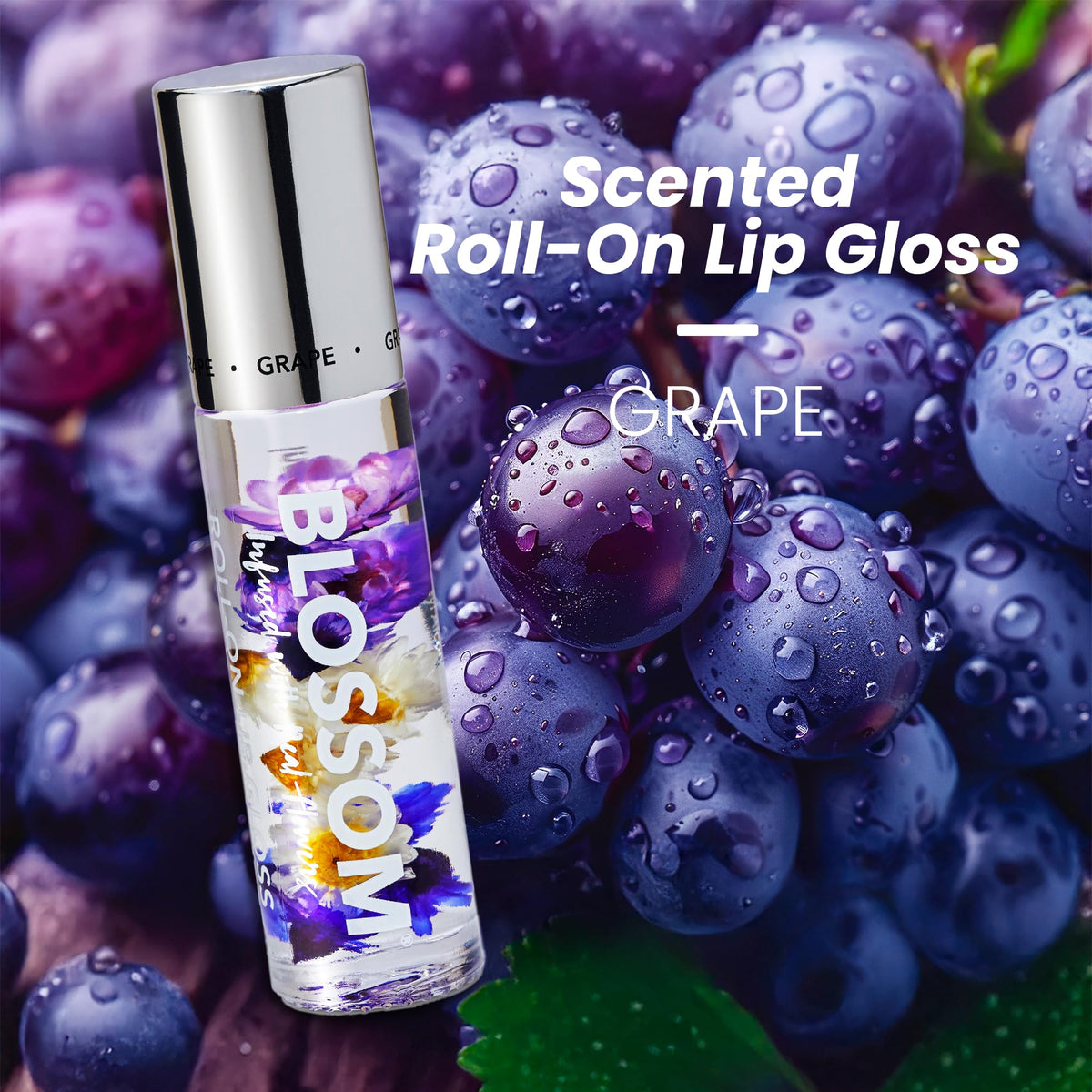 Blossom Roll on Lip Gloss, Scented Clear High Shine Moisturizing Lip Oil, Non Sticky, Infused with Real Flowers, Made in USA, 0.2oz, Island Fruit Beauty & Personal Care Blossom