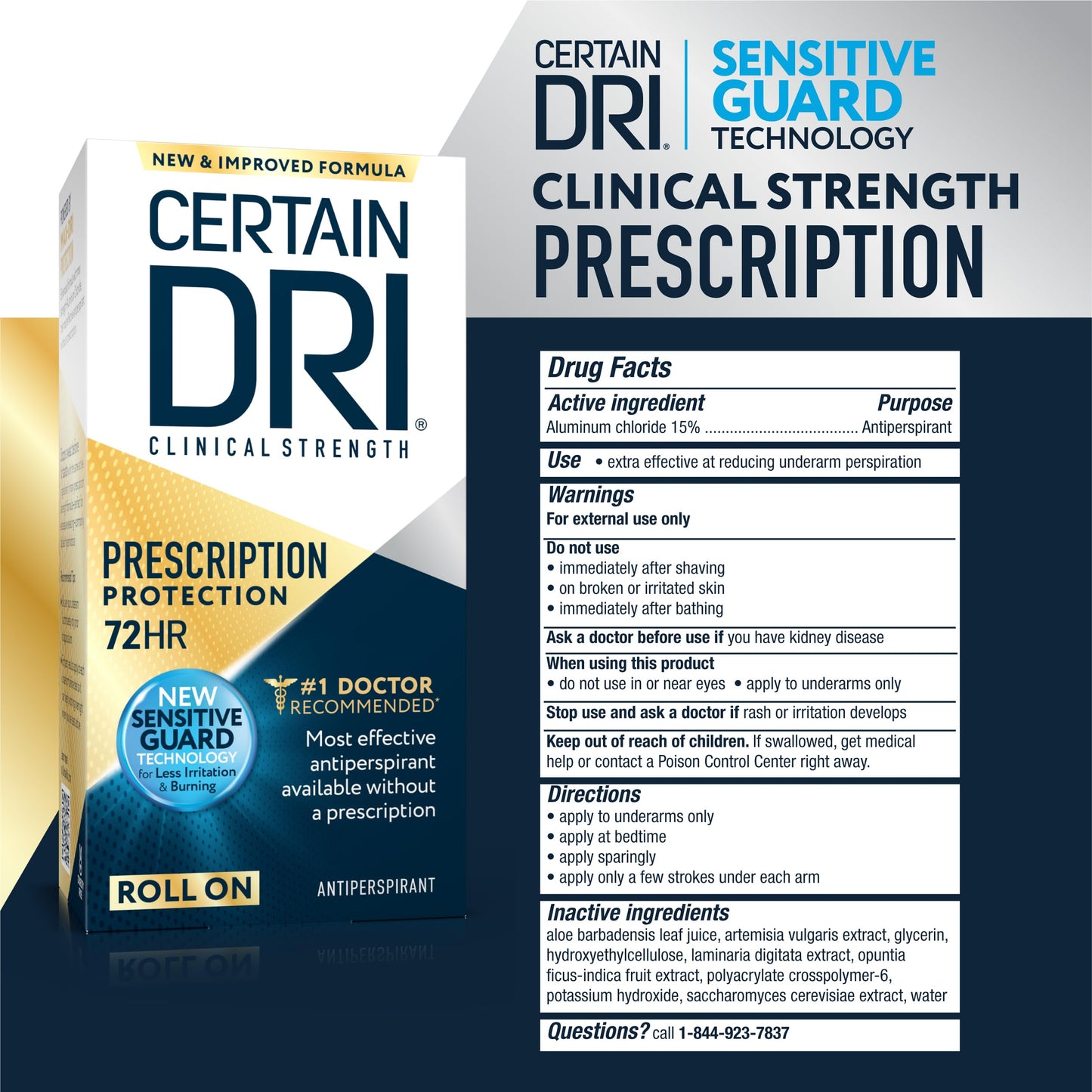 Certain Dri Prescription Strength Clinical Antiperspirant Roll-On - 72-Hour Sweat & Odor Protection for Excessive Sweating & Hyperhidrosis - 15% Beauty and Personal Care Certain Dri