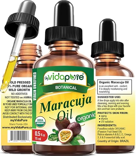 MYVIDAPURE Organic MARACUJA OIL Passion Fruit Certified Organic 100% Natural, Pure WILD GROWTH VIRGIN UNREFINED Brazilian for Skin, Face, Hair, Lip Beauty & Personal Care MYVIDAPURE