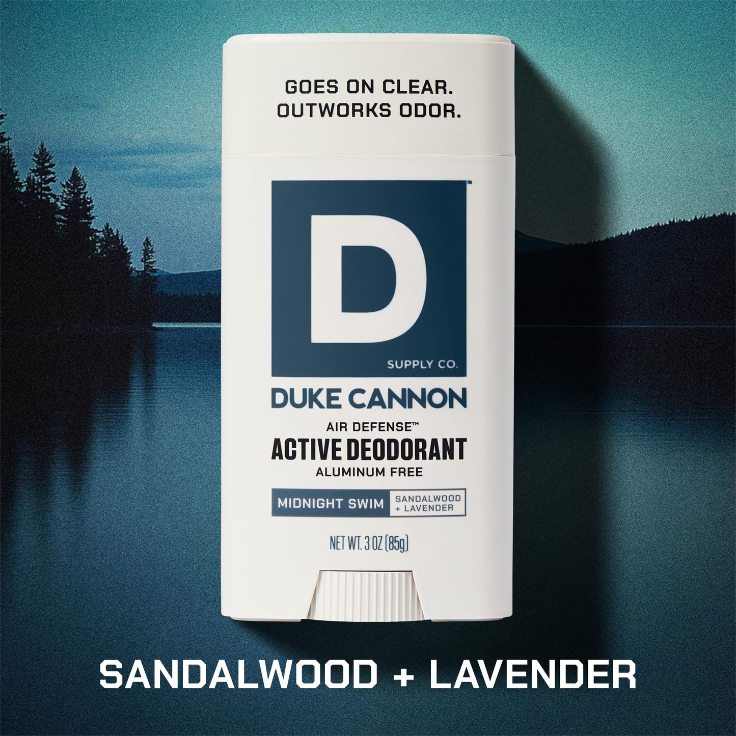 Duke Cannon Midnight Swim Aluminum-Free Deodorant for Men - Air Defense, Sandalwood + Lavender Scent, 3 oz - Long-Lasting, Clear Glide, Skin-Soothing Beauty and Personal Care Duke Cannon Supply Co.