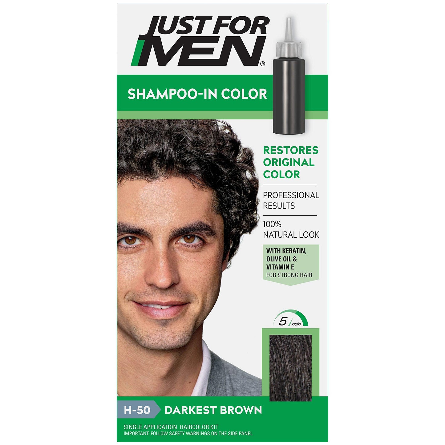 JUST FOR MEN Hair Color H-50 Darkest Brown 1 Each (Pack of 8) Beauty & Personal Care Just for Men