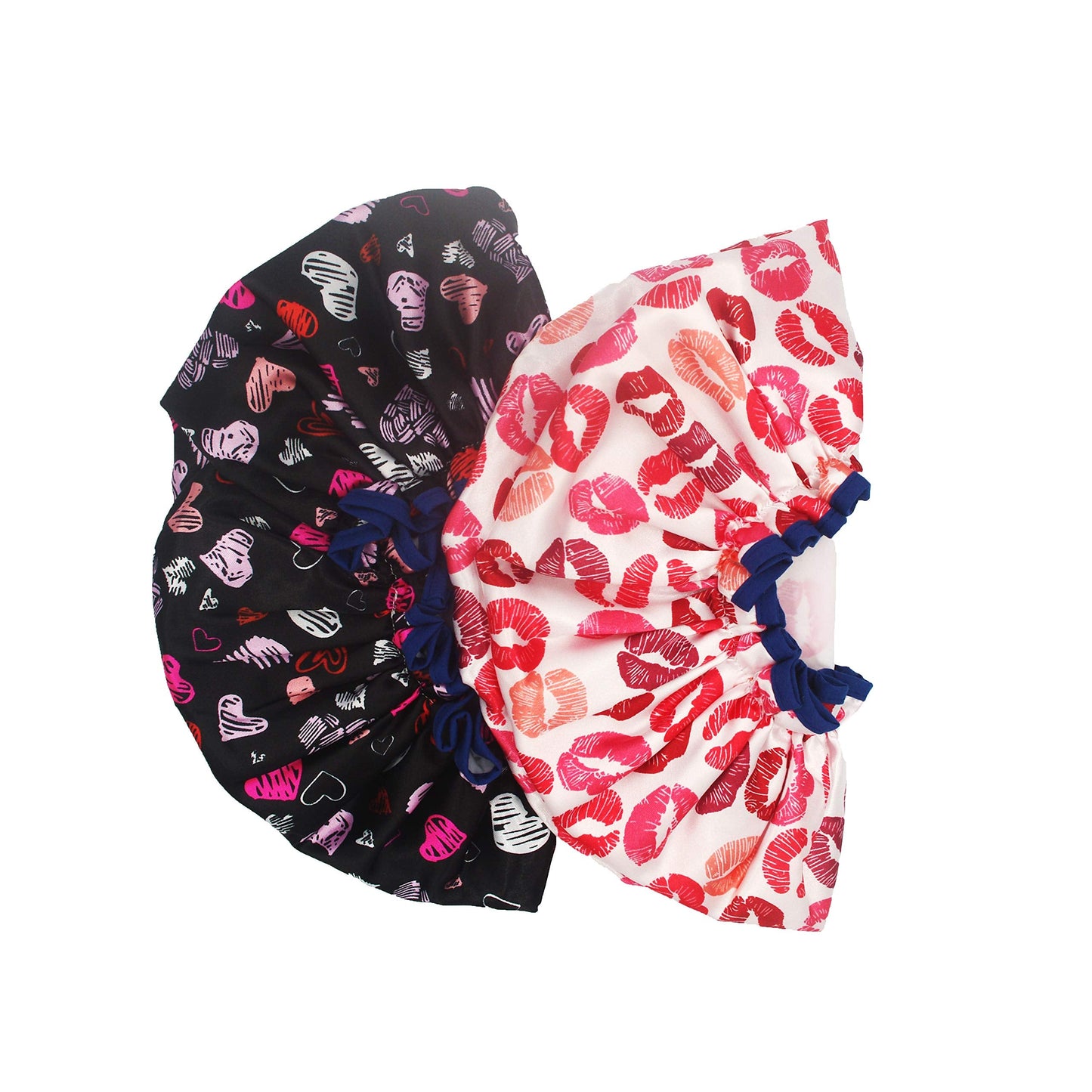 Bleu Bath (2 Pack) Sexy Lovely Fashion Style Hair Cap Extra Large Double Layer Lined Waterproof Durable Eco-Friendly Shower Cap with Tight Beauty and Personal Care Bleu Bath