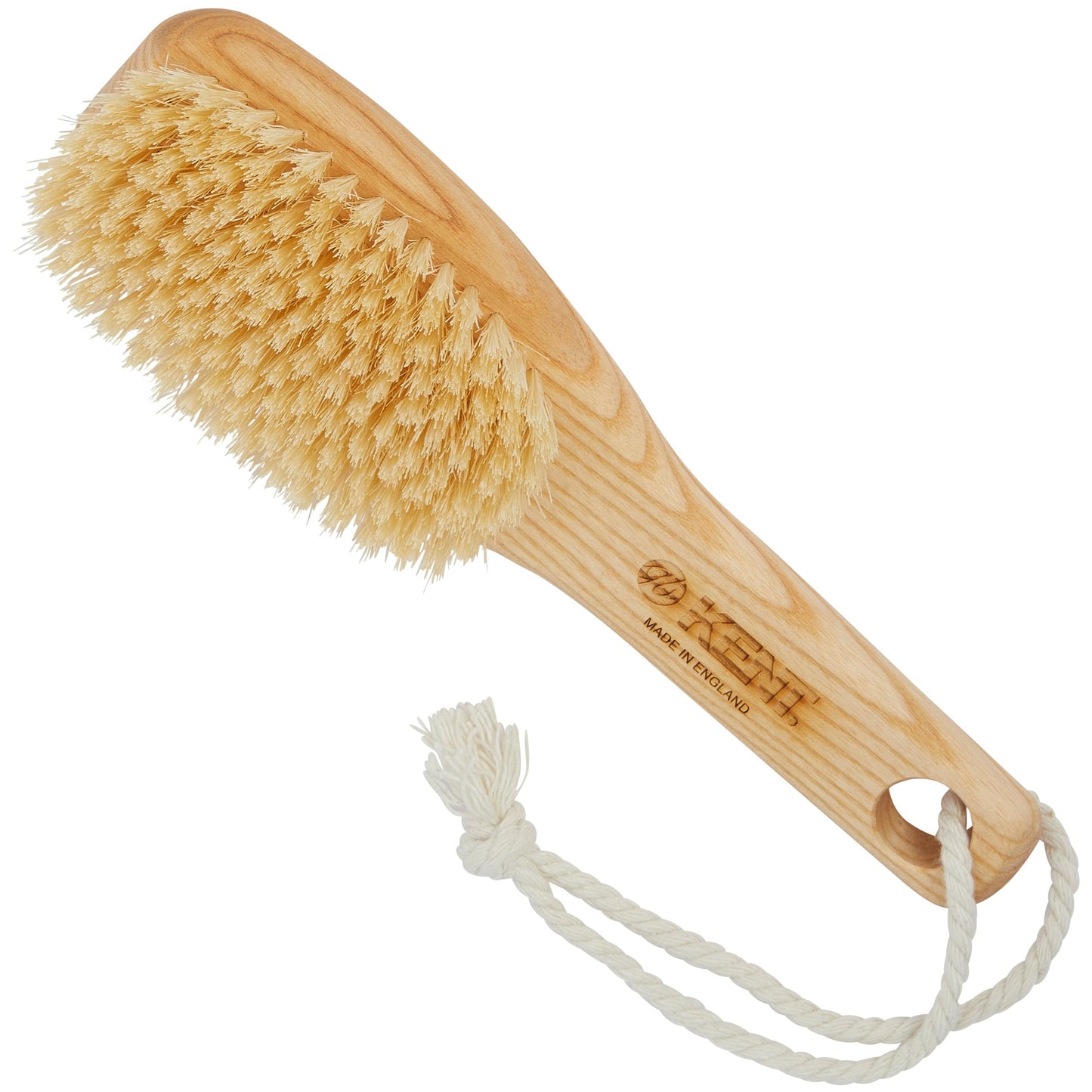KENT FD6 9" Beechwood Wood Short Handle Shower Bath Body Brush. for Skin Exfoliate & Massage. 100% White Boar Bristles. Best Body, Foot and Leg Beauty and Personal Care KENT