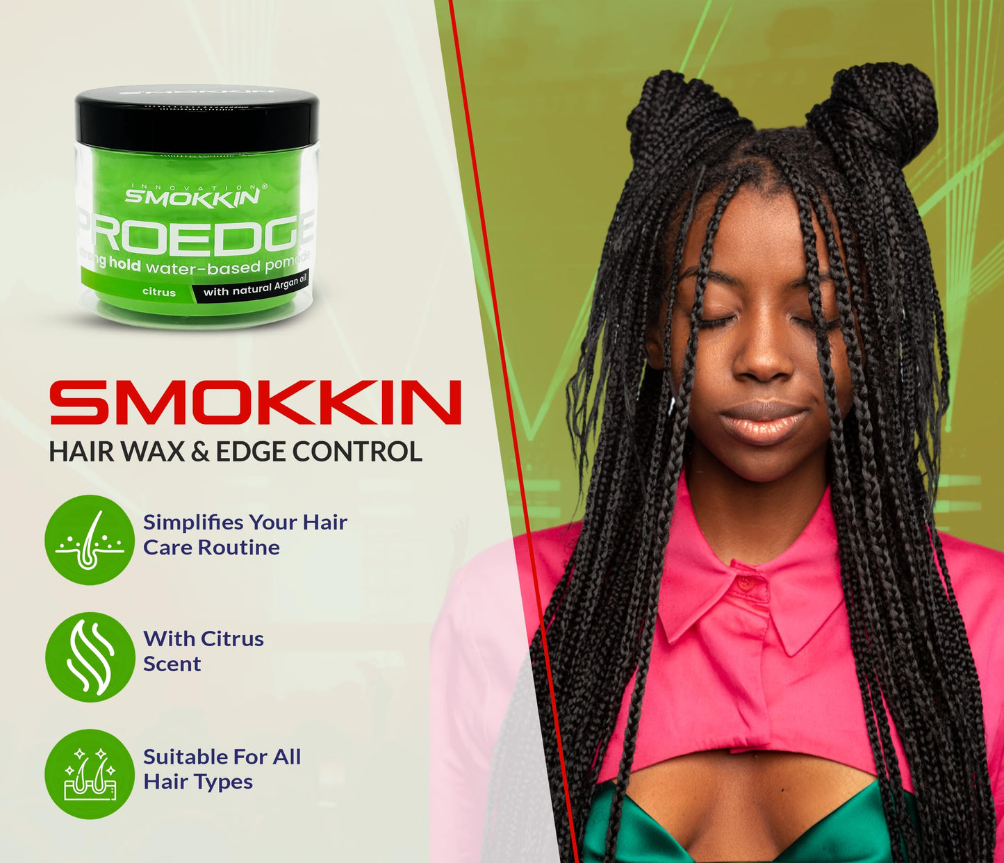 INNOVATION SMOKKIN PROEDGE Edge Control, Braiding Gel, Locking & Twist Styling Pomade, Versatile Styling Gel for Diverse Hair Types, Green Beauty & Personal Care INNOVATION SMOKKIN